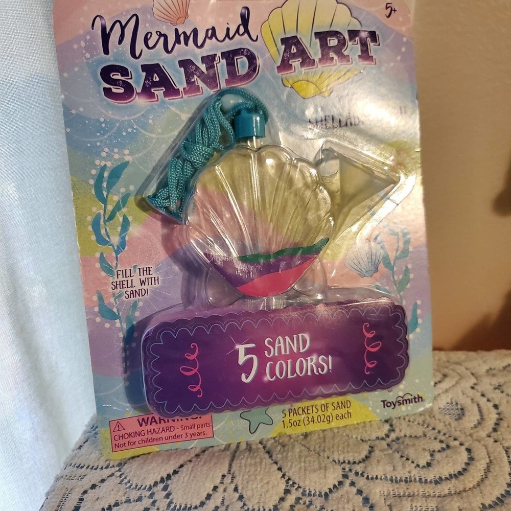 Sand art necklace kit various sand colors fill shell mermaid kids craft  kit